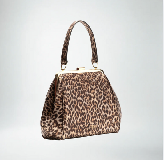 Frances Valentine Katherine Frame Bag | Metallic Leopard Leather