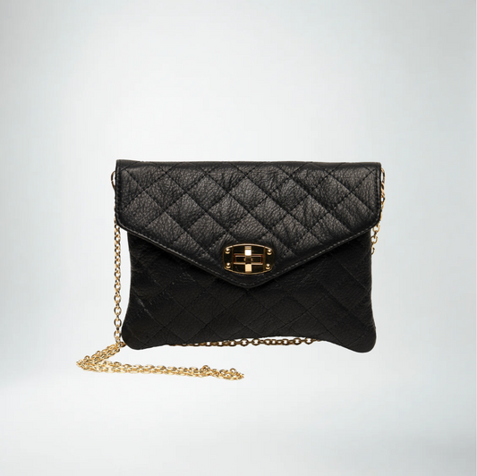 Laggo Quilted Leather Clutch | Black