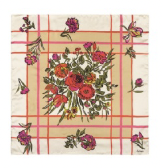 Echo Cottage Bouquet Silk Bandana | Orange Spice