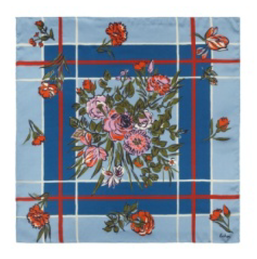 Echo Cottage Bouquet Silk Bandana | Denim Blue