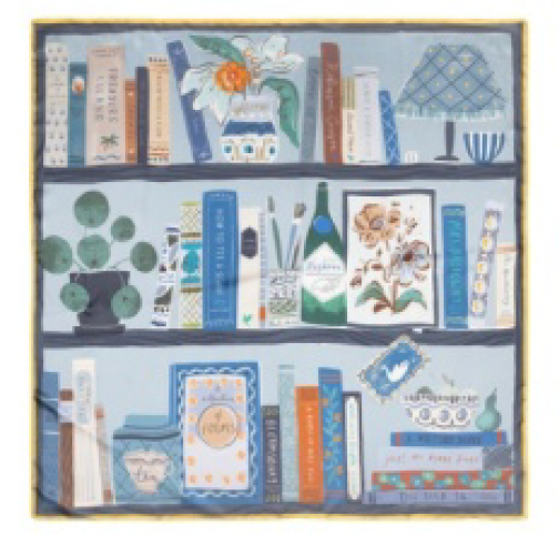 Echo Bookworm Silk Square | Denim Blue