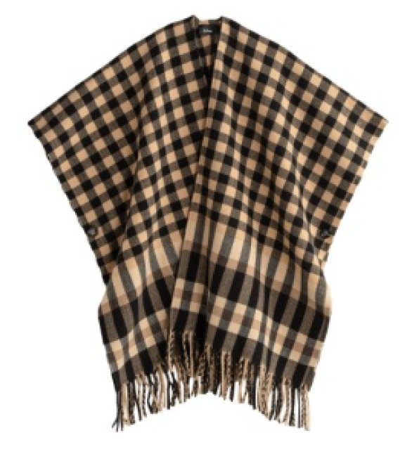 Echo Bordered Check Ruana | Black
