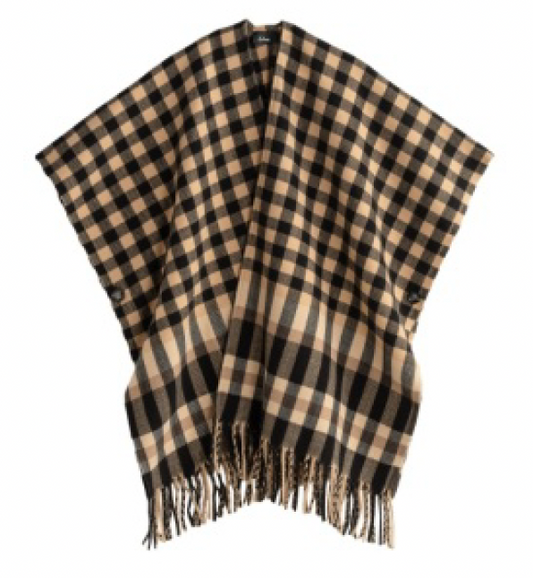 Echo Bordered Check Ruana | Black