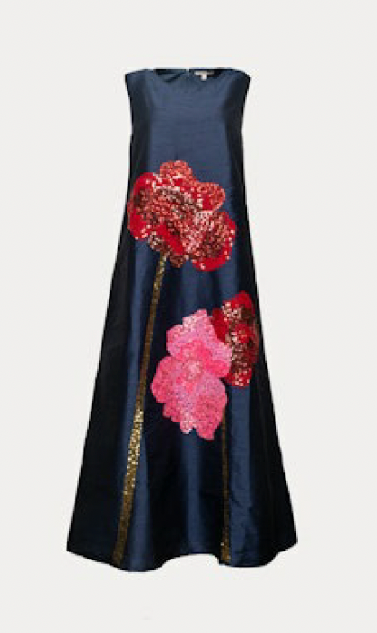 Frances Valentine Alice Midi Dress Poppy Dress | Navy Multi