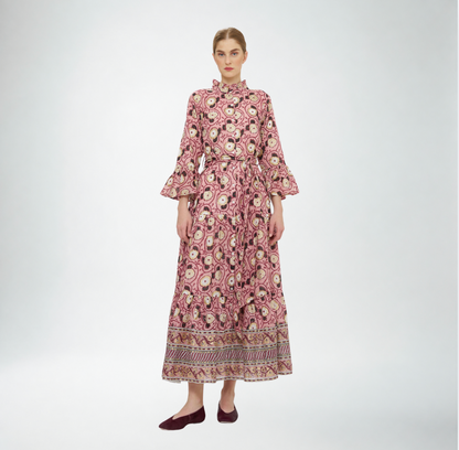Oliphant High Neck Bell Sleeve Maxi Dress | Petal