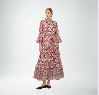 Oliphant High Neck Bell Sleeve Maxi Dress | Petal