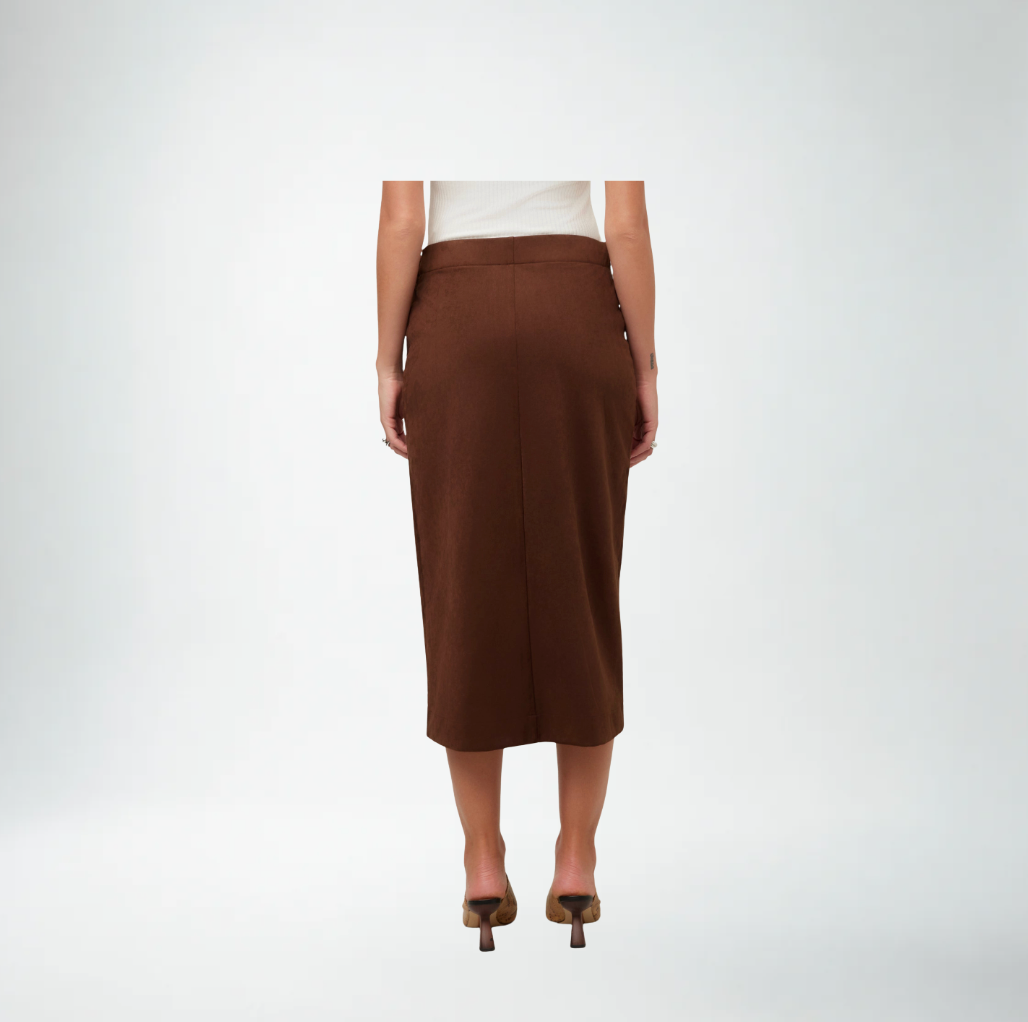 Fifteen Twenty Penelope Wrap Skirt | Brown Suede