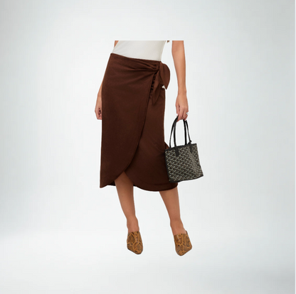Fifteen Twenty Penelope Wrap Skirt | Brown Suede