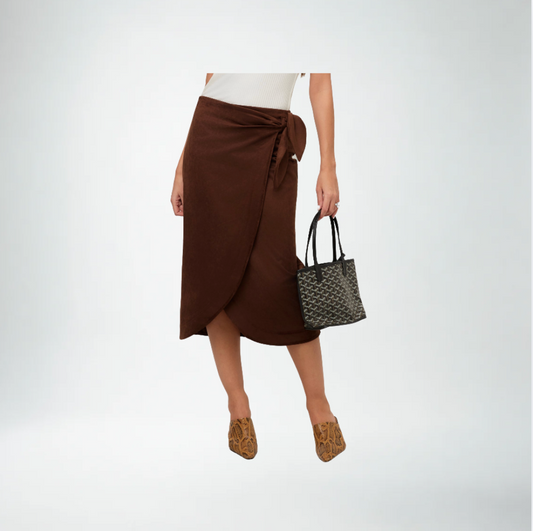 Fifteen Twenty Penelope Wrap Skirt | Brown Suede