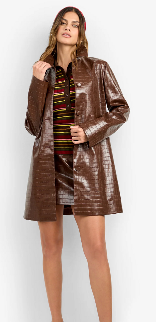 Trina Turk Divian Faux Leather Coat | Light Cioccolatco