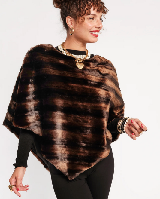 Frances Valentine The Envoy Faux Fur Poncho | Brown