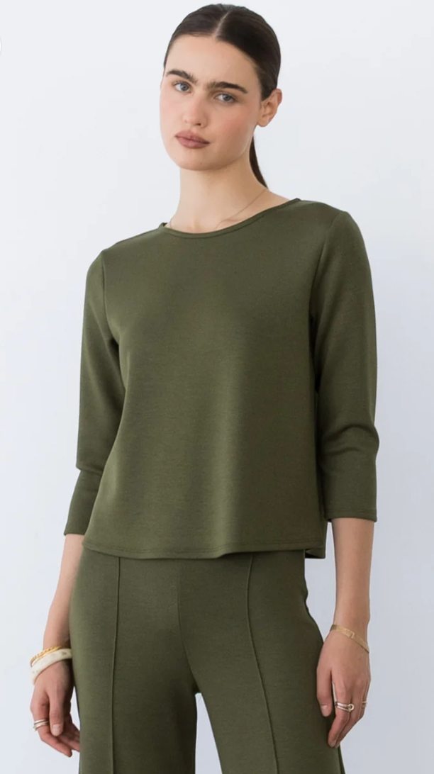 Ripley Rader Scuba 3/4 Sleeve Top | Olive
