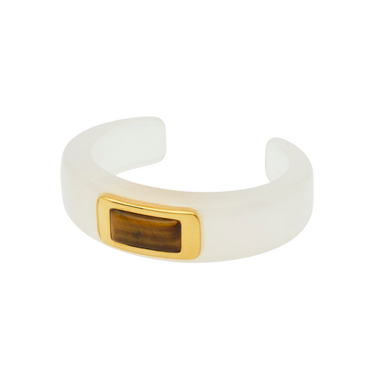 Lucas Jack Resin Wide Cuff | Opal + Tiger Eye