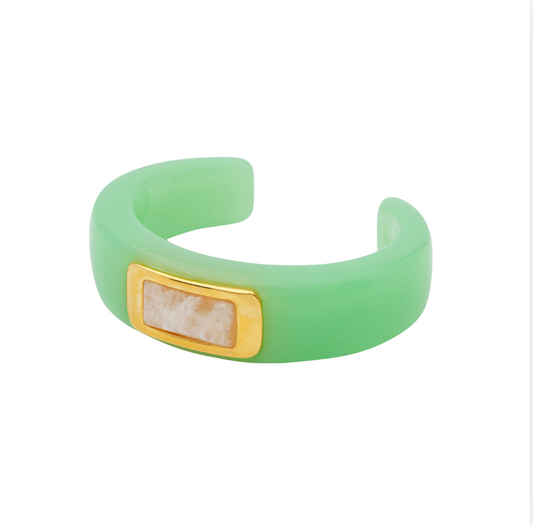 Lucas Jack Resin Wide Cuff | Aqua + Moonstone
