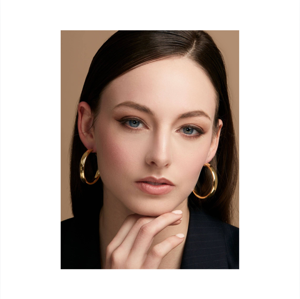 Large Flat Metal Hoop Earring | Gold