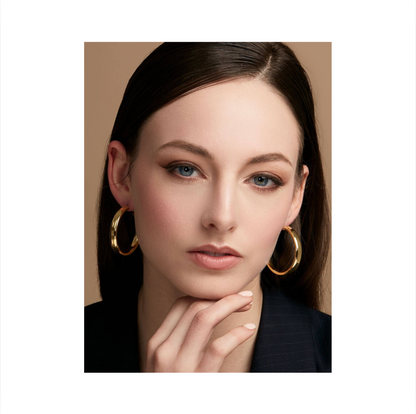 Large Flat Metal Hoop Earring | Gold