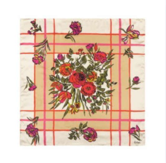 Echo Cottage Bouquet Silk Scarf | Orange Spice