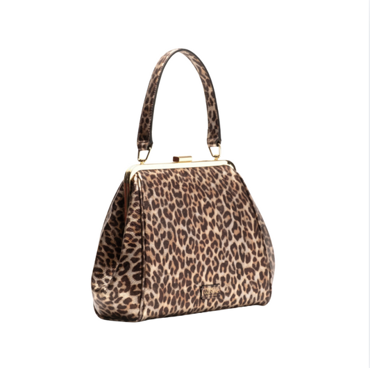Frances Valentine Katherine Frame Bag | Metallic Leopard Leather
