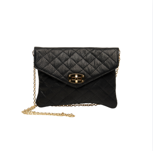 Laggo Quilted Leather Clutch | Black