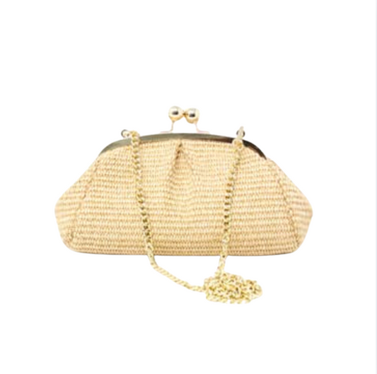 German Fuentes Raffia Clutch + Crossbody | Beige