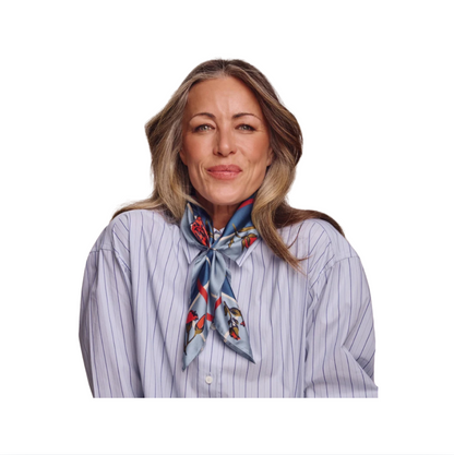 Echo Cottage Bouquet Silk Scarf | Denim Blue