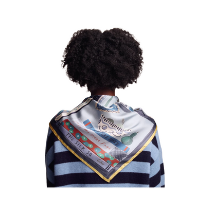 Echo Bookworm Silk Scarf | Denim Blue