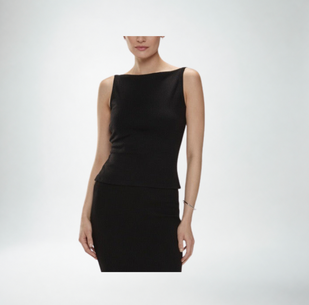 Jasmine Elaine Ribbed Knit Tank Top | Black