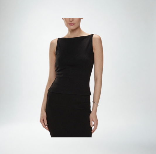 Jasmine Elaine Ribbed Knit Tank Top | Black