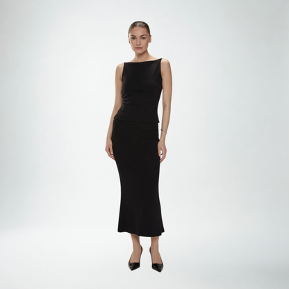 Jasmine Elaine Ribbed Knit Tank Top | Black