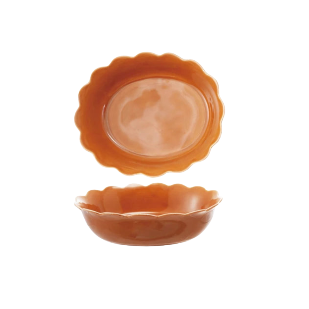 Oval Stoneware Scalloped Baker | Maple