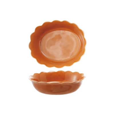 Oval Stoneware Scalloped Baker | Maple