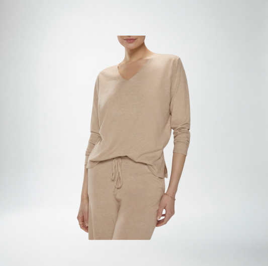 Jasmine Elaine V Neck Sweater | Camel