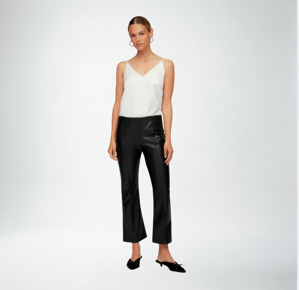 Fifteen Twenty Sigourney Pintuck Pant | Black Faux Leather