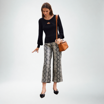 Fifteen Twenty Kelly Cropped Pant | Snake Print Faux Leather
