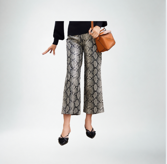 Fifteen Twenty Kelly Cropped Pant | Snake Print Faux Leather