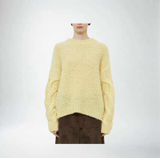 Mei Mei J Crew Neck Loose Knit Sweater | Macaron