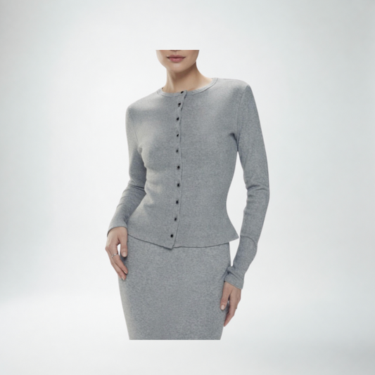 Jasmine Elaine Ribbed Knit Cardigan | Grey
