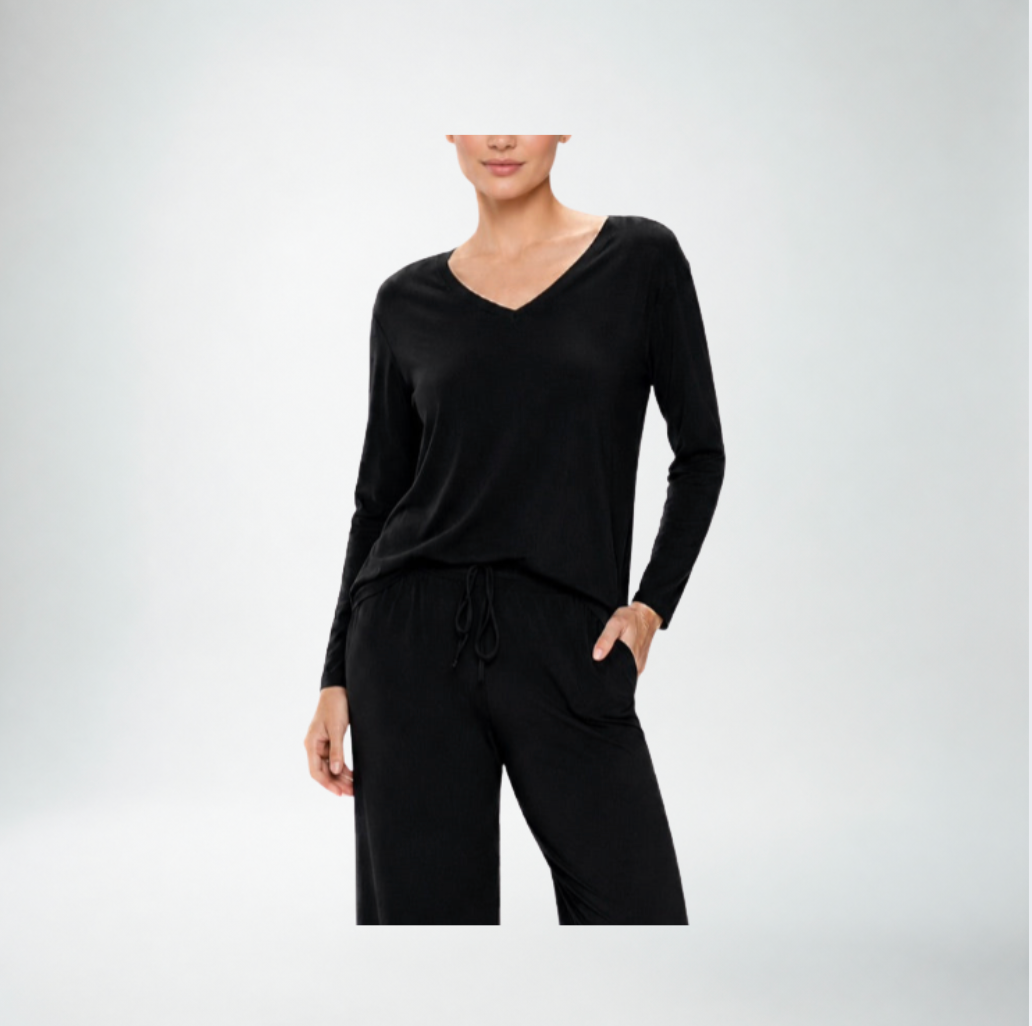 Jasmine Elaine V Neck Sweater | Black