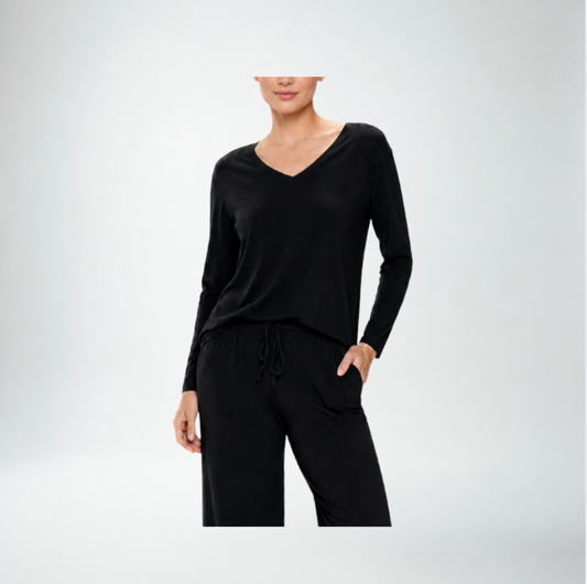 Jasmine Elaine V Neck Sweater | Black