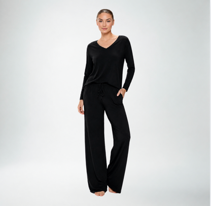 Jasmine Elaine V Neck Sweater | Black