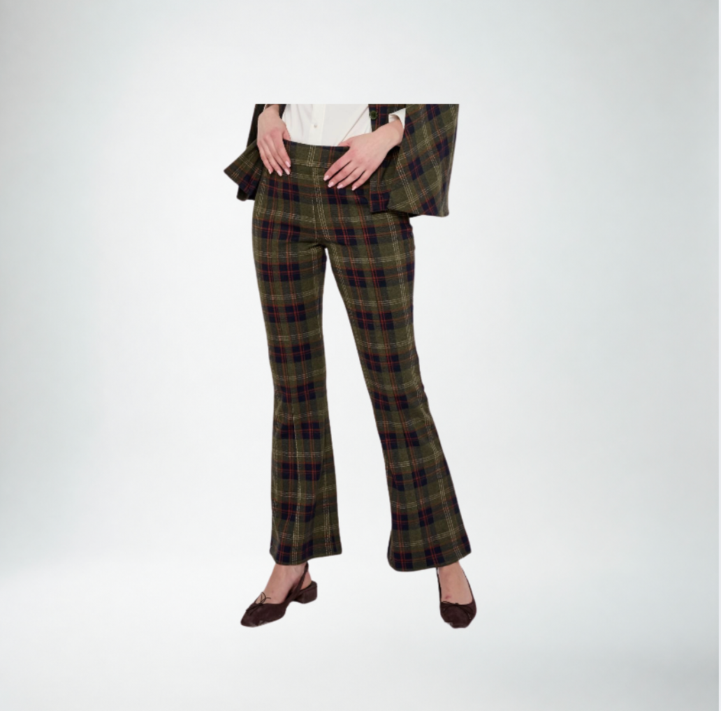 Flora Bea Vince Pants | Navy Plaid