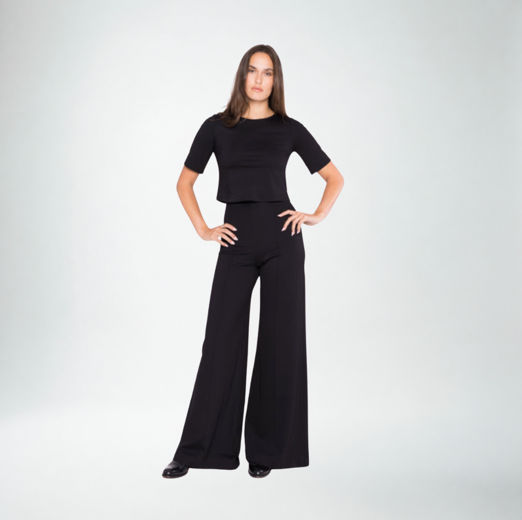 Ripley Rader Ponte Knit Long Wide Leg Pant | Black