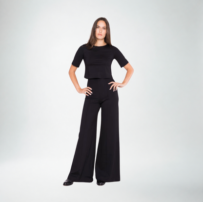 Ripley Rader Ponte Knit Long Wide Leg Pant | Black
