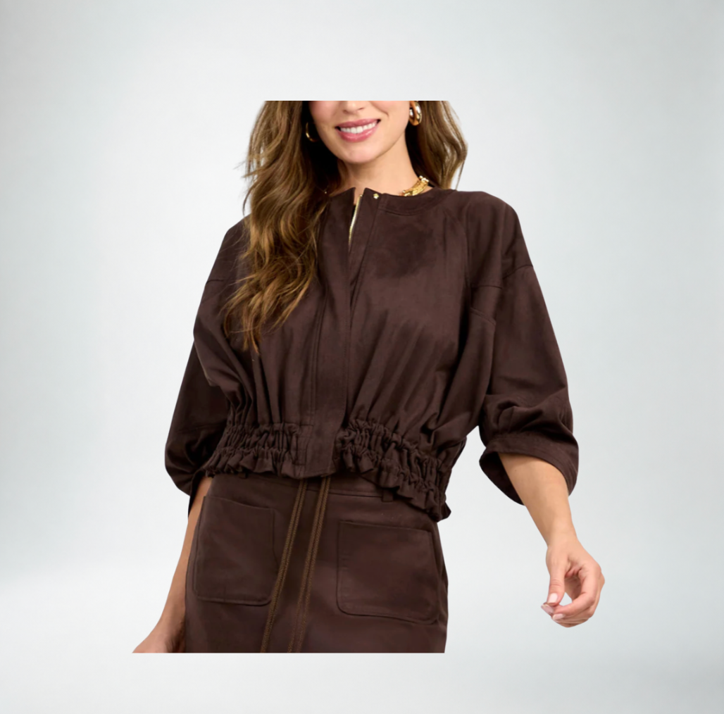 Trina Turk Prita 2 Jacket | Cioccolato Cio Suede