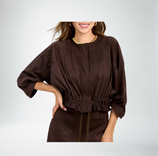 Trina Turk Prita 2 Jacket | Cioccolato Cio Suede