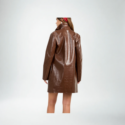 Trina Turk Divian Coat | Light Cioccolatco Faux Leather