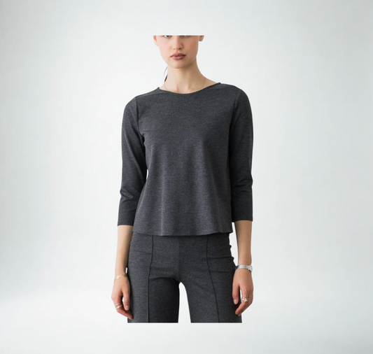 Ripley Rader Ponte Knit 3/4 Sleeve Top | Charcoal