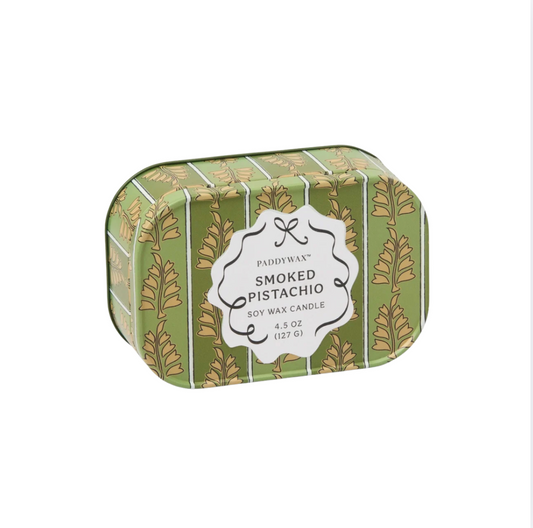 Paddywax Cherie Candle Tin | Smoked Pistachio 4.5 Oz