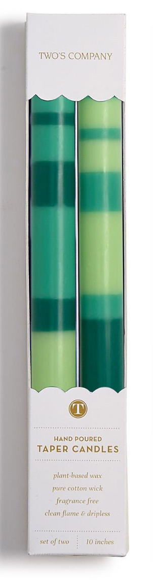 Stripe and Glow Multi Layer Taper Candle | Green