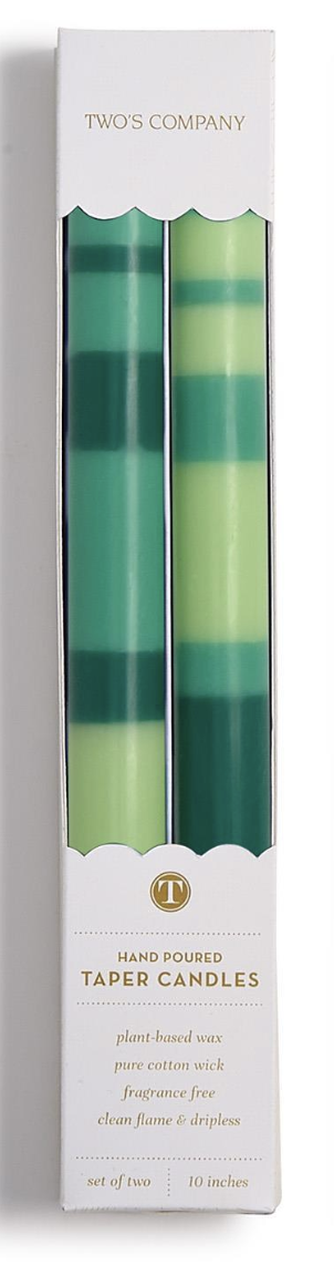 Stripe and Glow Multi Layer Taper Candle | Green